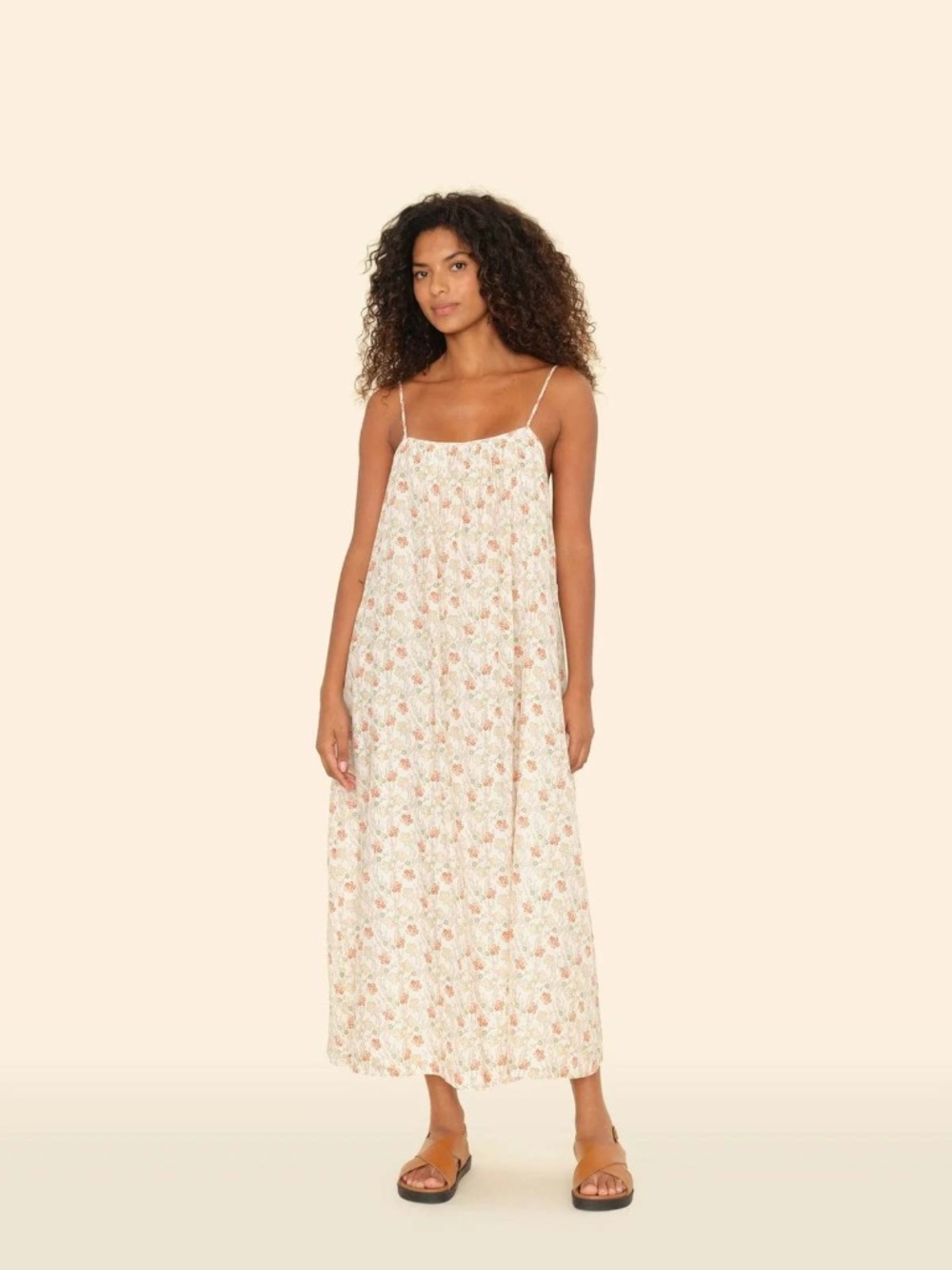 Xirena Vanna Cotton Silk Cream Printed A-Line Voile Maxi Dress XL New